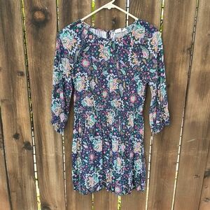 GAP | Girls Blue Multicolor Floral Long Sleeve Dress XL